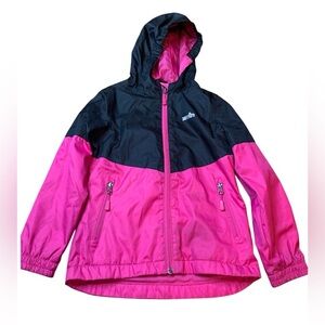 XMTN Girls 6/6X Fleece Lined Rain Wind Jacket Pink Black Colorblock